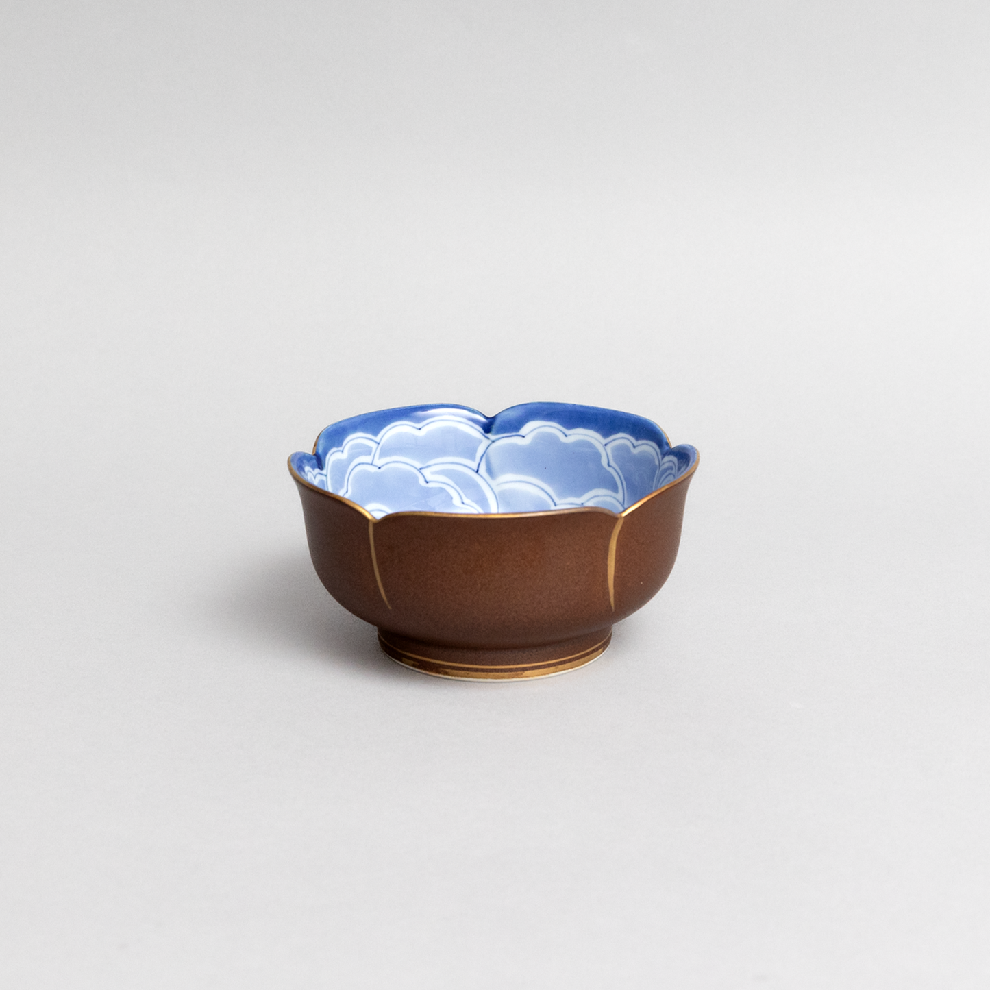 鉄砂山茶花 五方切小鉢 (21534)