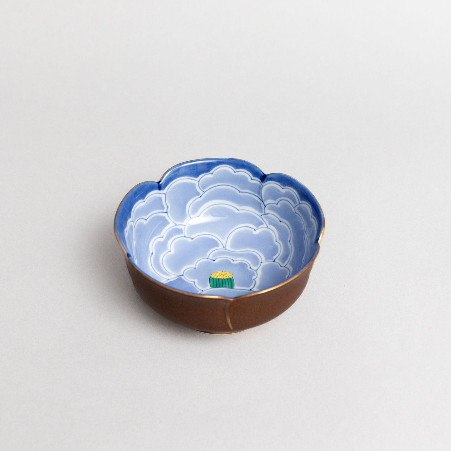 鉄砂山茶花 五方切小鉢 (21534)