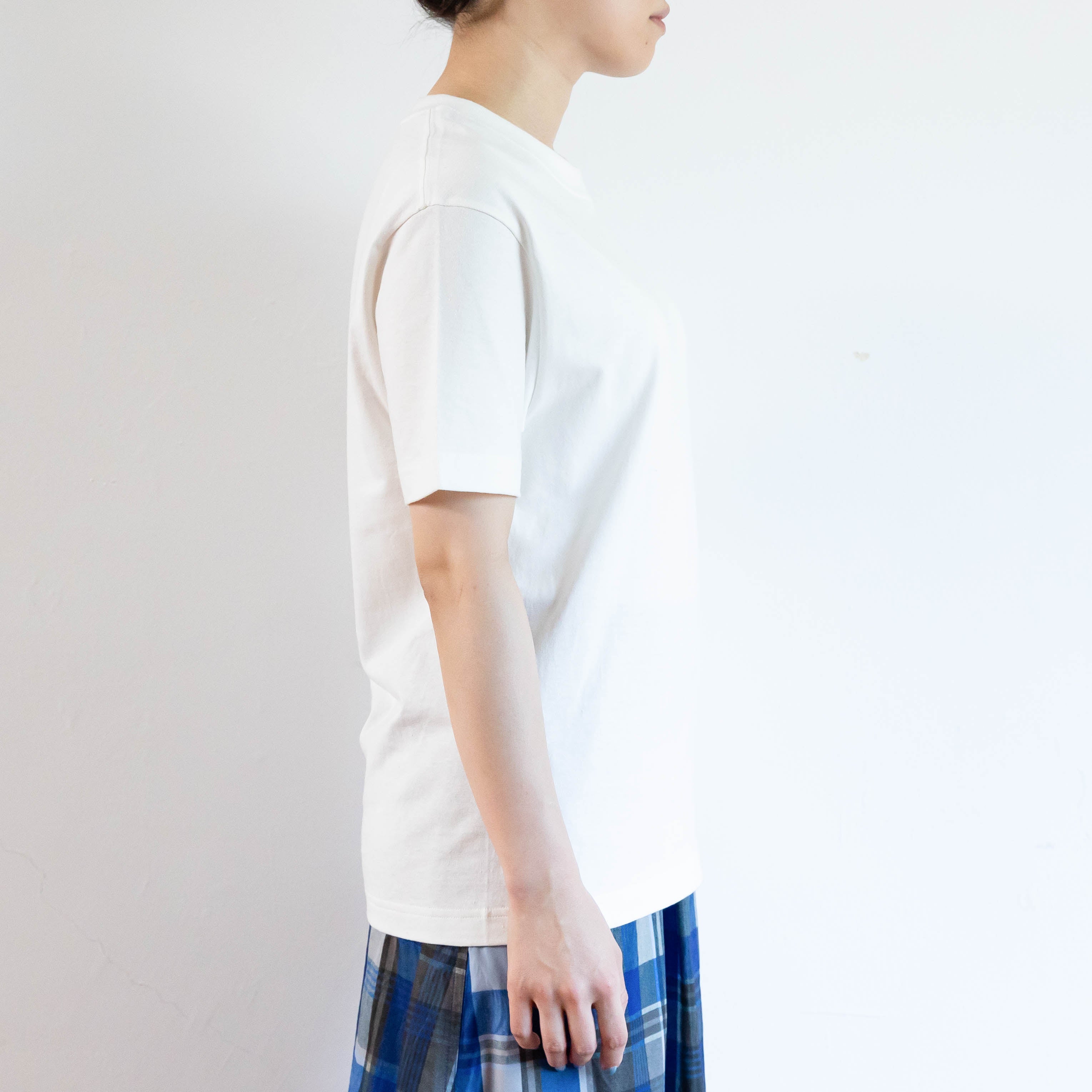 Recycle Cotton T-shirt（White×White） – PASS THE BATON ONLINE SHOP