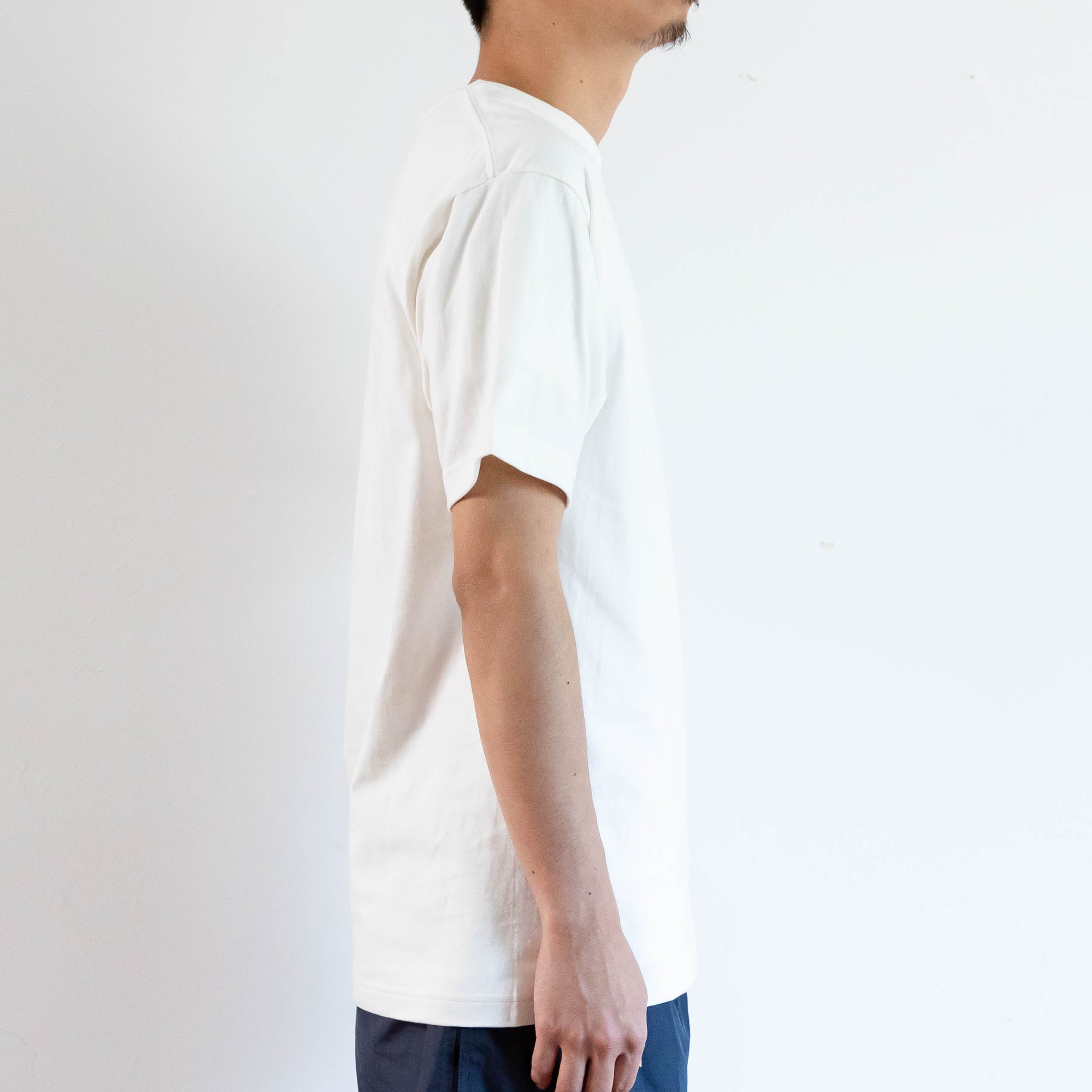Recycle Cotton T-shirt（White×Black） – PASS THE BATON ONLINE SHOP