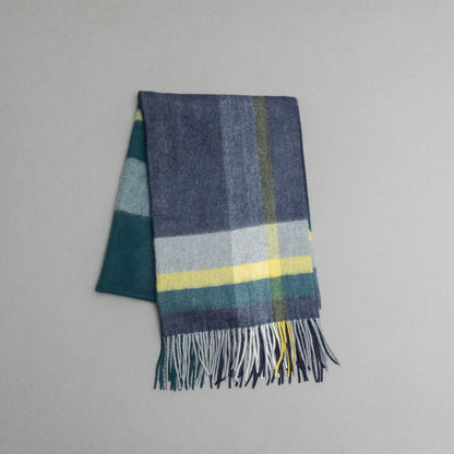 カシミヤ100％チェックストール_グリーンチェック
