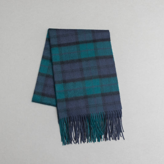 カシミヤ100％チェックストール_ブラックウォッチ