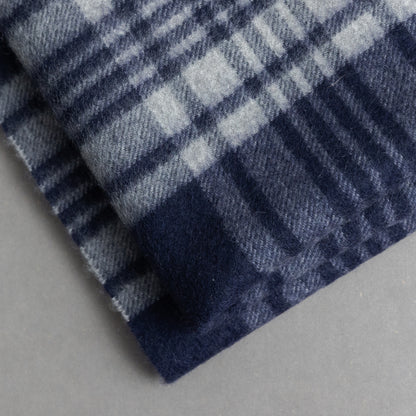 カシミヤ100％チェックストール_ネイビー