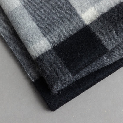 カシミヤ100％チェックストール_モノトーンチェック