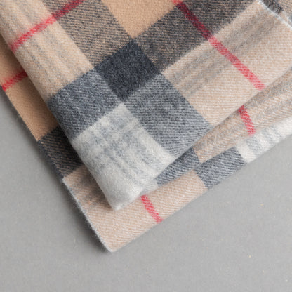 カシミヤ100％チェックストール_キャメルタータン