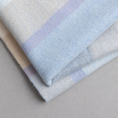 カシミヤ100％チェックストール_サックスチェック