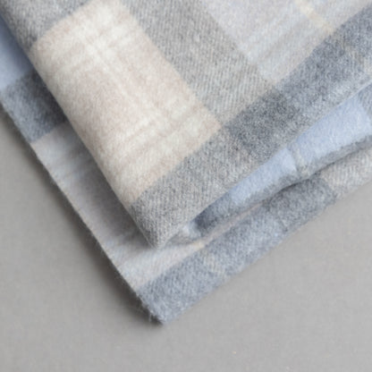 カシミヤ100％チェックストール_サックスタータン