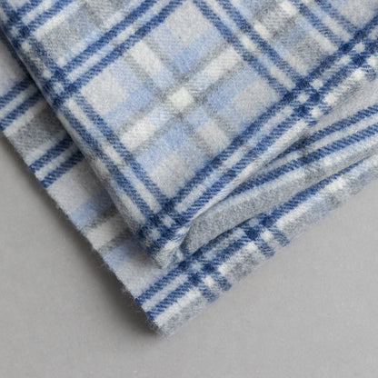 カシミヤ100％チェックストール_ブルーグレー