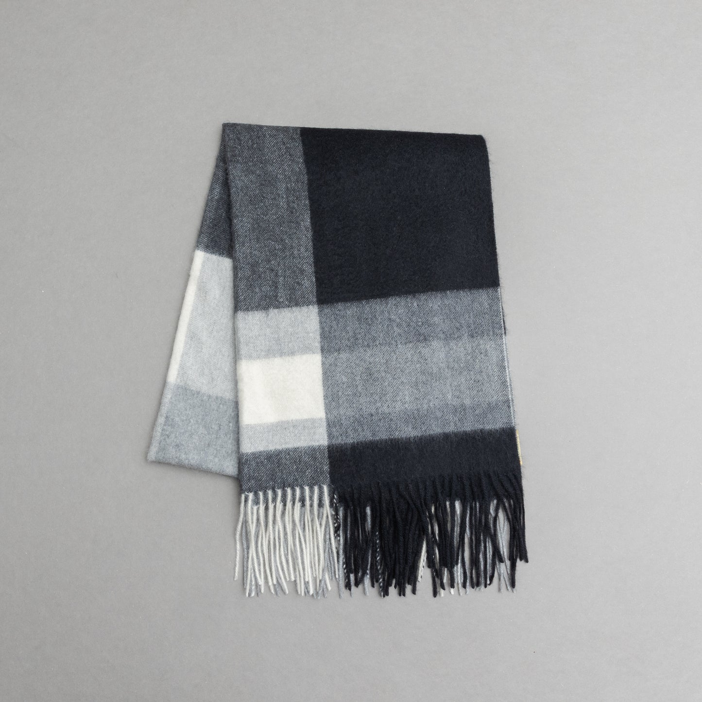 カシミヤ100％チェックストール_モノトーンチェック