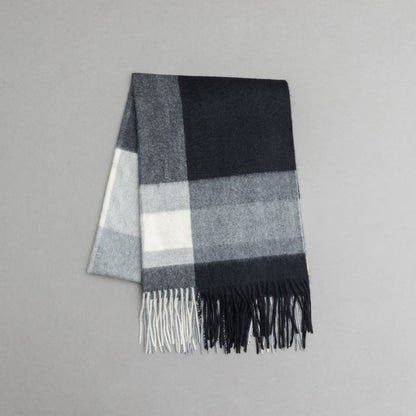 カシミヤ100％チェックストール_モノトーンチェック
