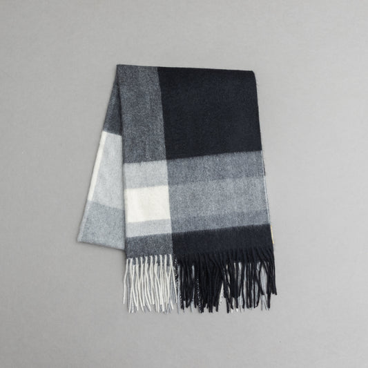 カシミヤ100％チェックストール_モノトーンチェック