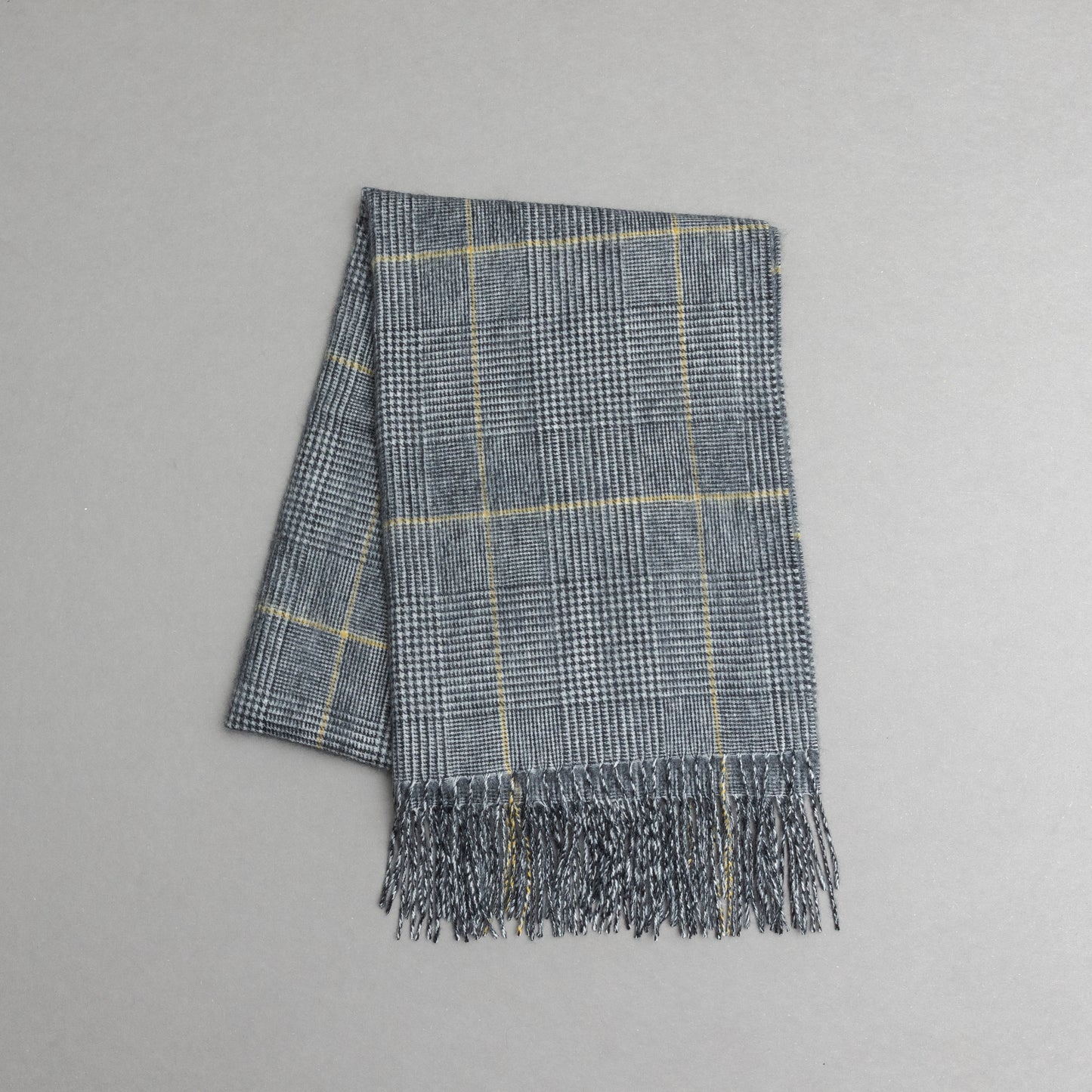 カシミヤ100％チェックストール_グレンチェック