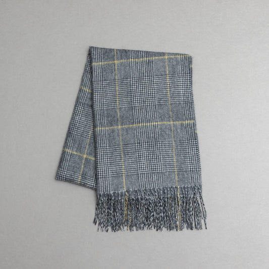 カシミヤ100％チェックストール_グレンチェック