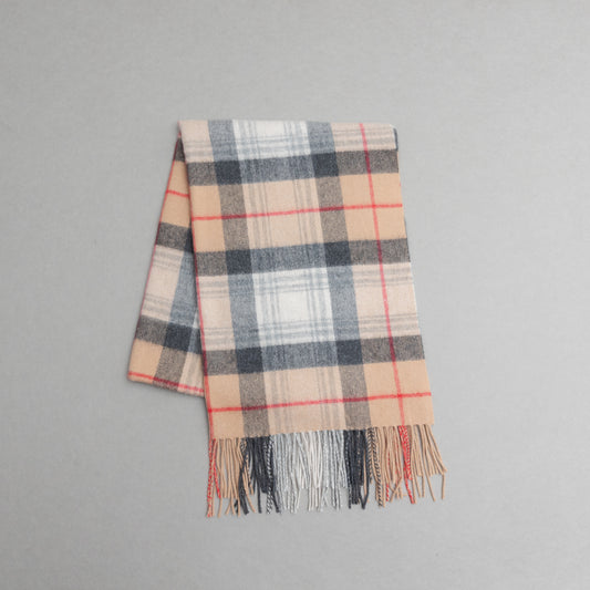 カシミヤ100％チェックストール_キャメルタータン