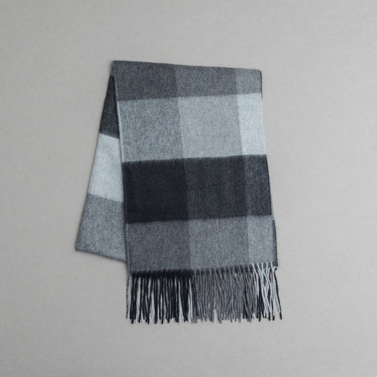 カシミヤ100％チェックストール_モノトーンブロック