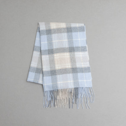 カシミヤ100％チェックストール_サックスタータン