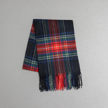 カシミヤ100％チェックストール_ブラックタータン