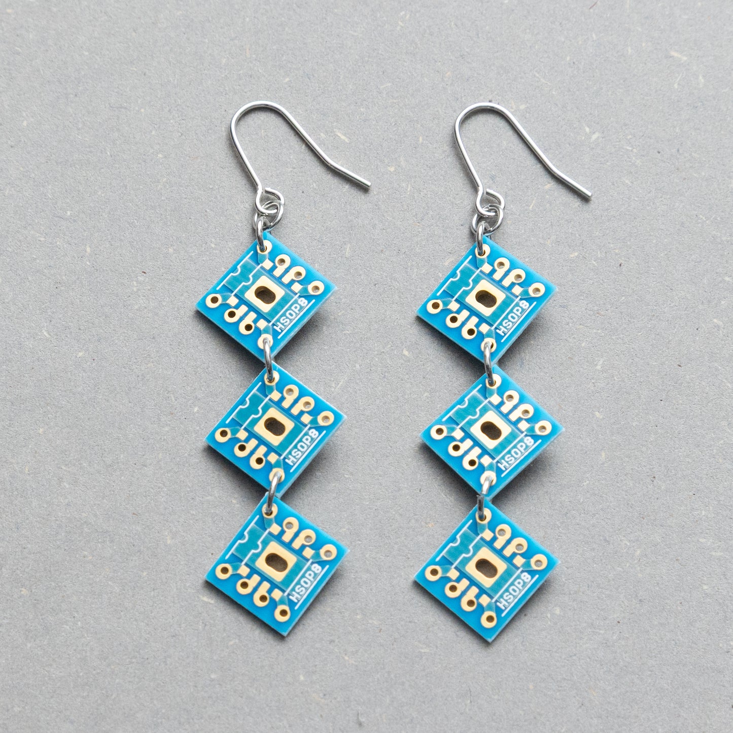 3連基板ピアス/BLUE