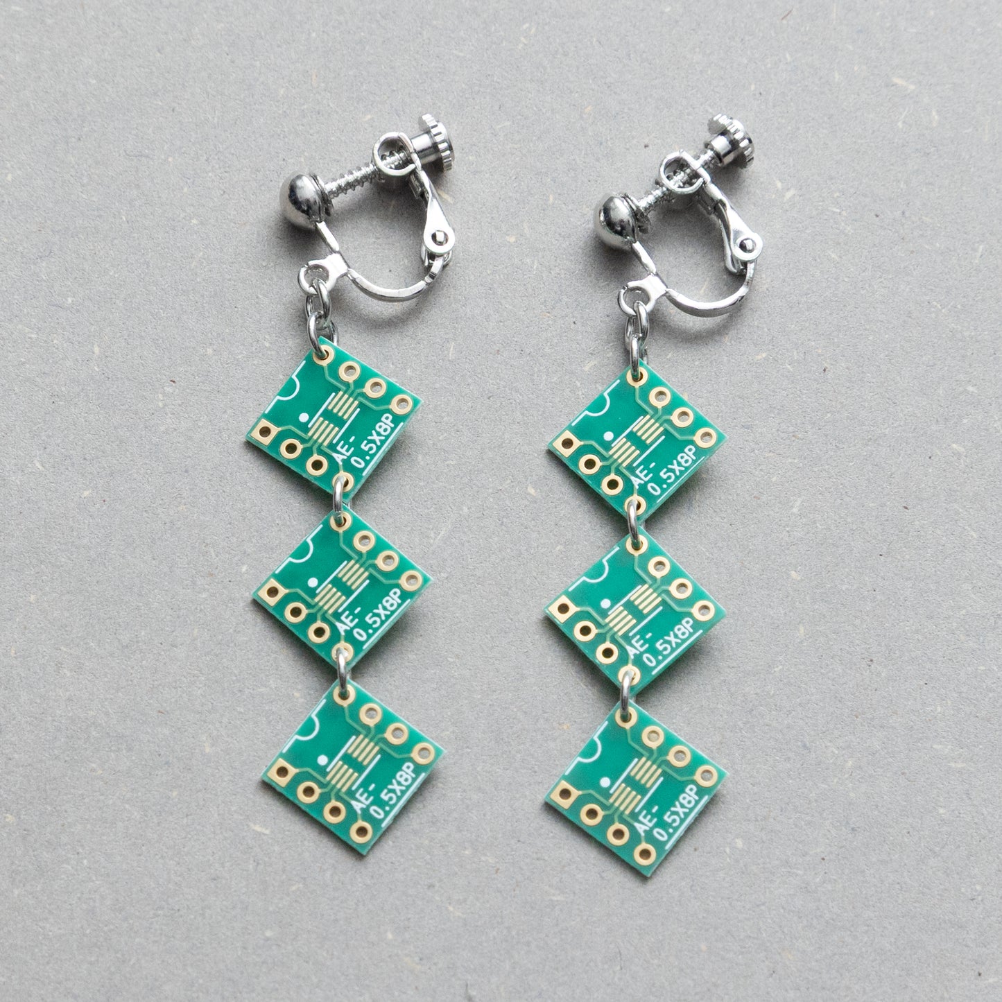 3連基板イヤリング/GREEN