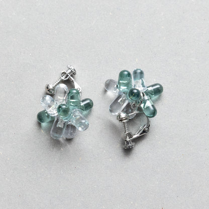 電子部品のお花イヤリング/GREEN/CL