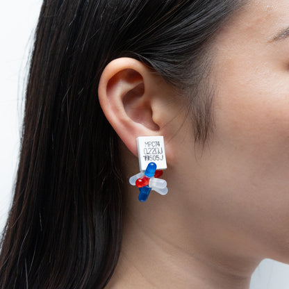 電子部品の花瓶イヤリング/WHITE/TR